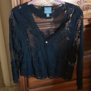 Black long sleeve lace cardigan